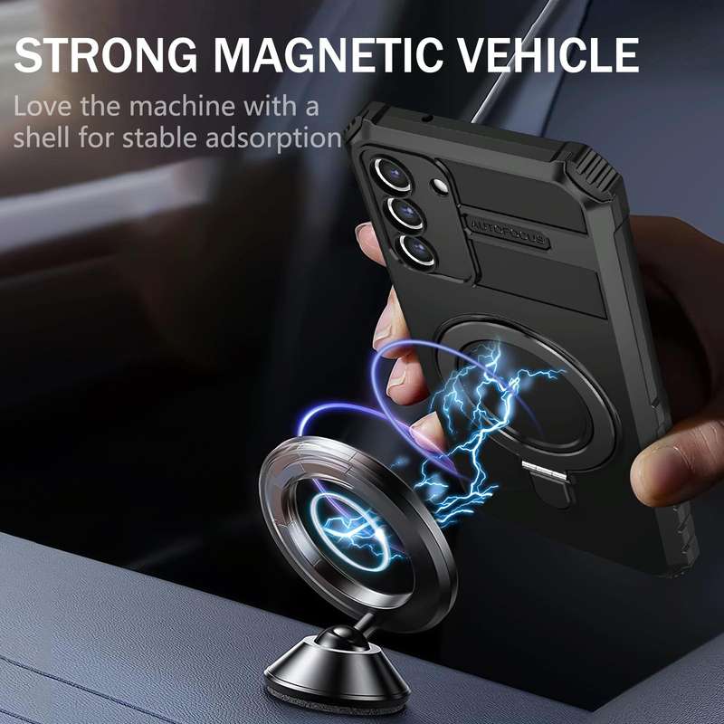 For Samsung Galaxy S21 FE 5G MagSafe Magnetic Holder Phone Case(Black)
