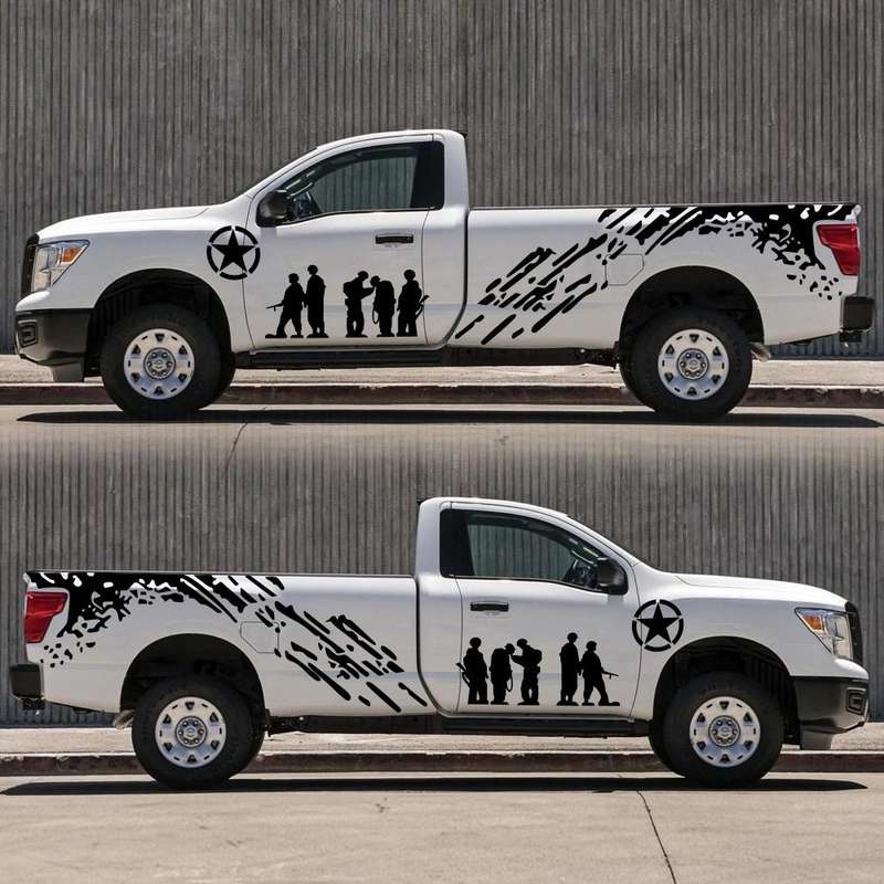 2 PCS/Set D-123 Soldiers Pattern Car Modified Decorative Sticker(Black)