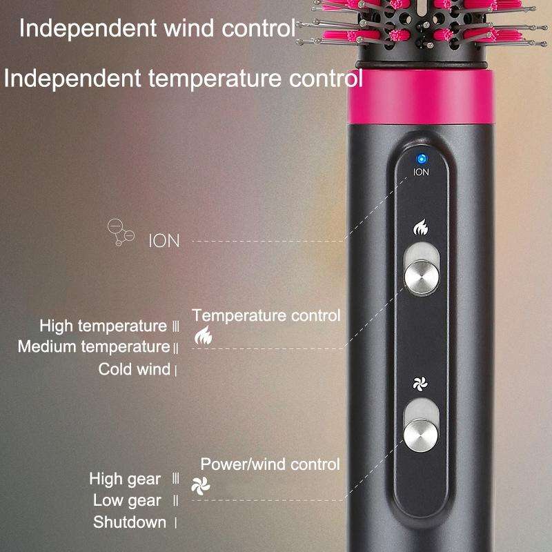 4 In 1 Hair Dryer Curling Straight Comb Hot Air Comb(EU Plug)