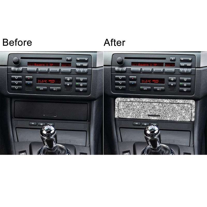 For BMW Series 3 E46 1998-2005 Car Gear Button Frame Diamond Decoration Sticker, Left Drive