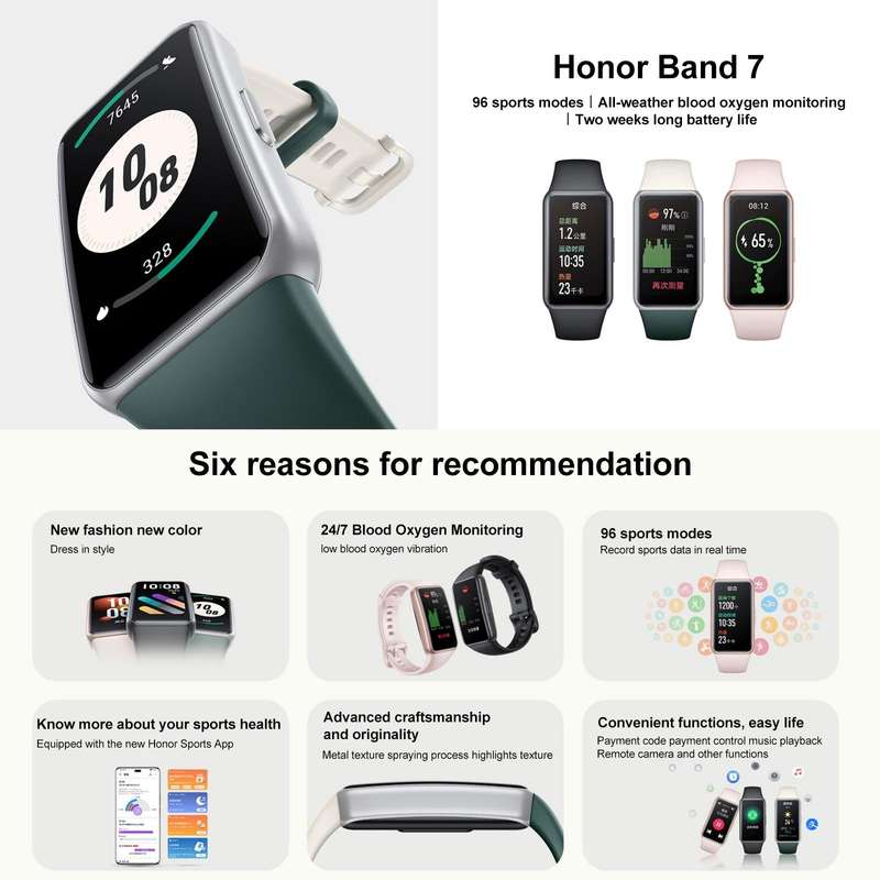 Honor Band 7, 1.47 inch AMOLED Screen, Support Heart Rate / Blood Oxygen / Sleep Monitoring(Pink)