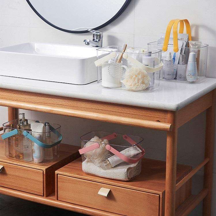 Portable Bath Basket Draining Storage Basket(White)