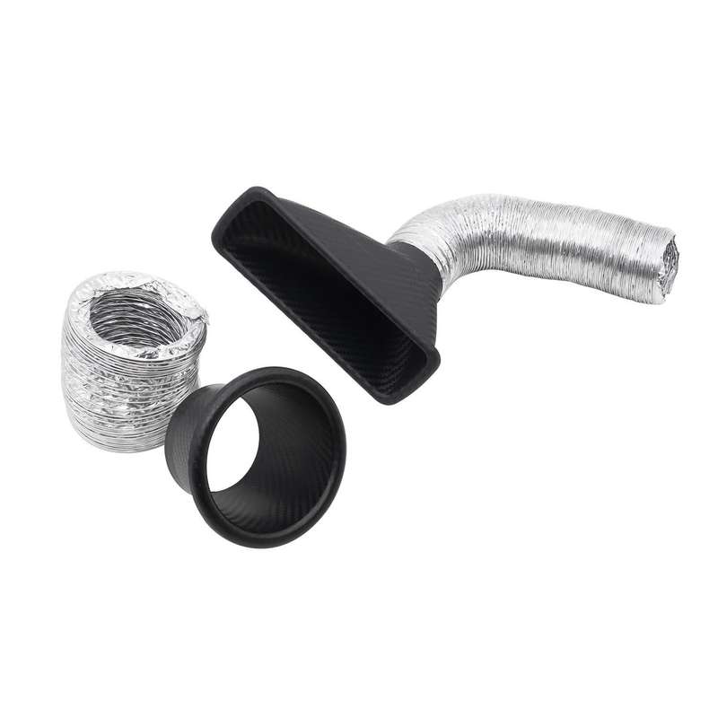 XH-UN099 Carbon Fiber Car Front Bumper Turbo Air Intake Inlet Pipe Air Funnel Kit(Square)