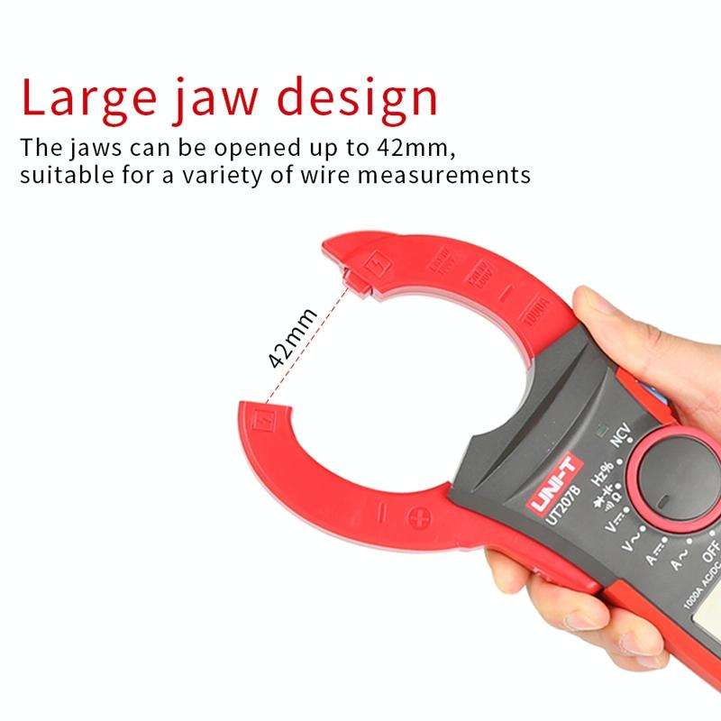 UNI-T UT205E 1000A 42mm Jaw Size Digital Clamp Meter AC DC Voltage Detector