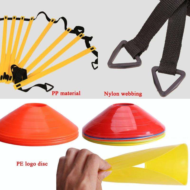 23 In 1 Football Training Agility Ladder + Logo Disc + Drag Umbrella Set(Mixed Color)