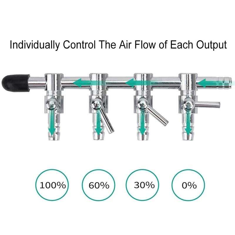 Fish Tank Oxygen Pipe Stainless Steel Distributor Oxygen Regulating Valve, Specification: Six Heads