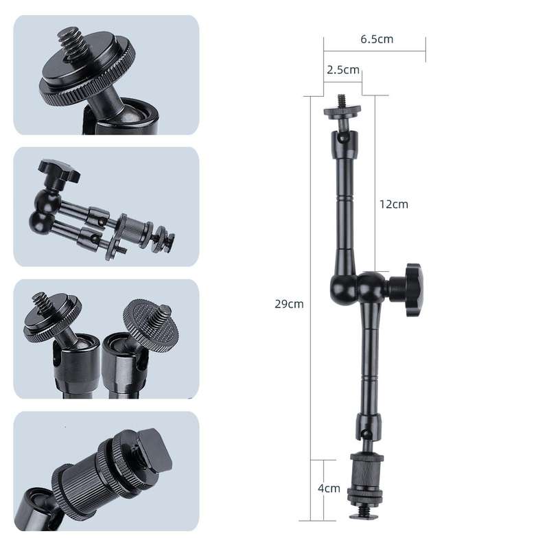 11 inch Adjustable Friction Articulating Magic Arm + Large Claws Clips