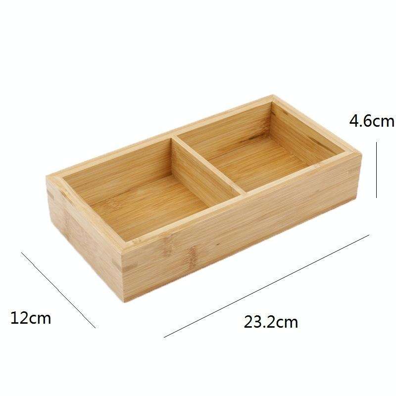Hot Pot Bamboo Plate Compartmental Platter Vegetable Wood Tray Set Two Grid Plate