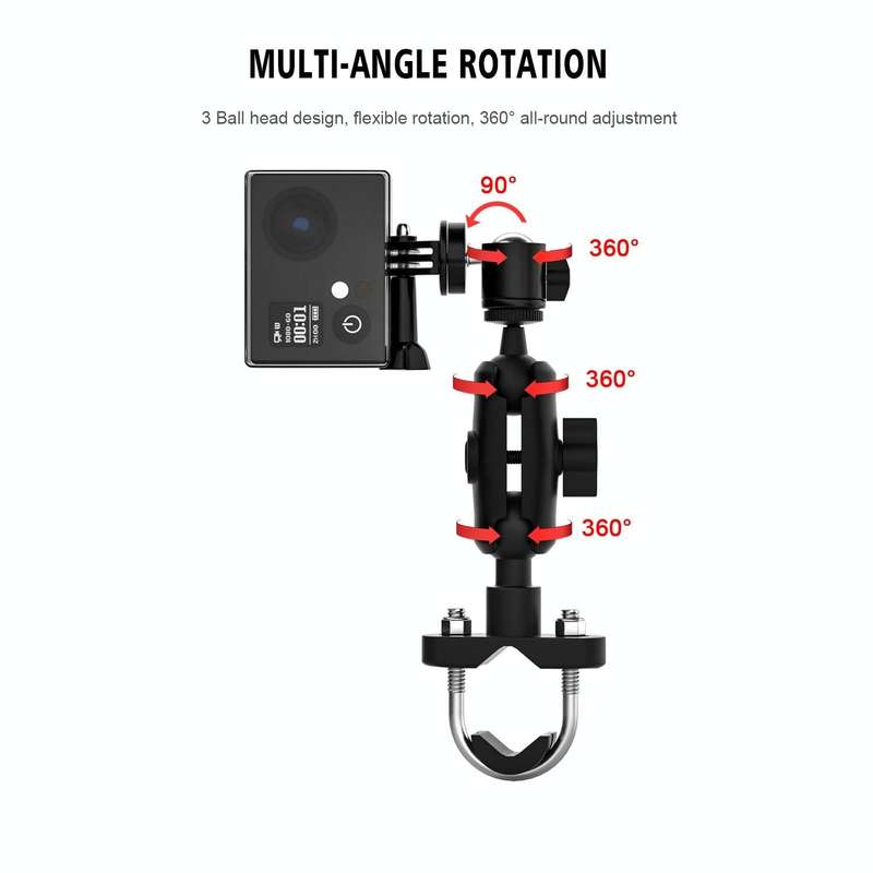 CS-1134A1 Motorcycle Bike Action Camera Recorder Mobile Phone Fixing Bracket Holder, Handlebar Ve...