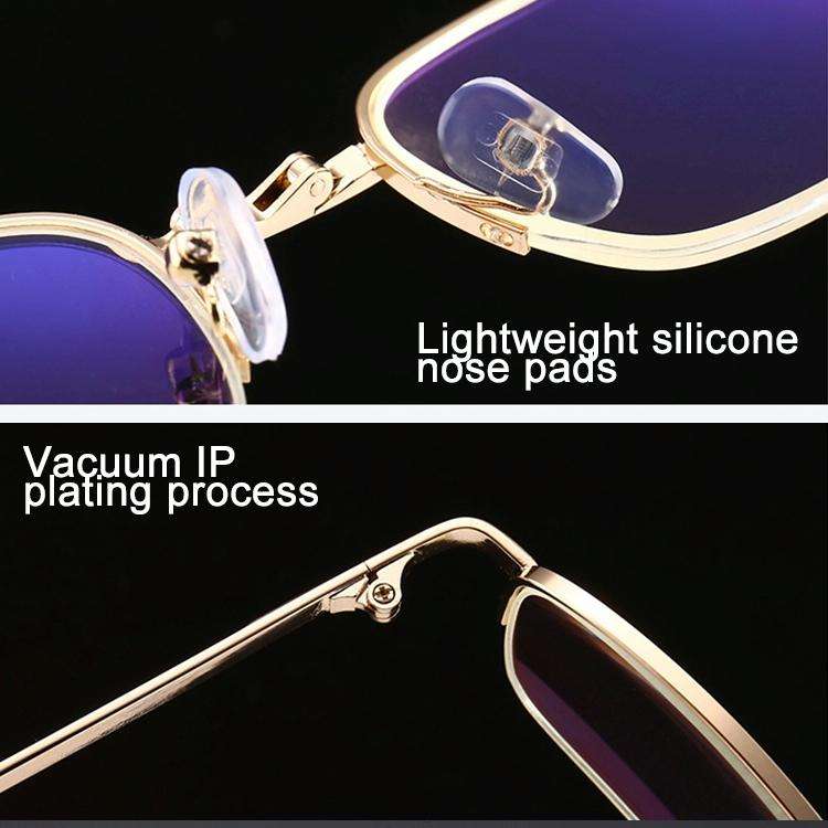 Folding Anti Blue-ray Presbyopic Reading Glasses with Case & Cleaning Cloth, +3.00D(Gold)