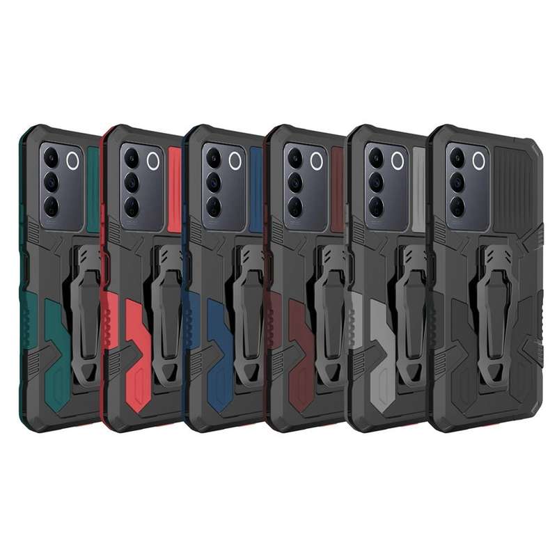 For vivo V27 Armor Warrior Shockproof PC + TPU Phone Case(Grey)