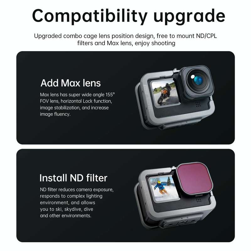 TELESIN Aluminium Alloy Frame Case For GoPro Hero11 Black / HERO10 Black / HERO9 Black ,Spec: Ver...