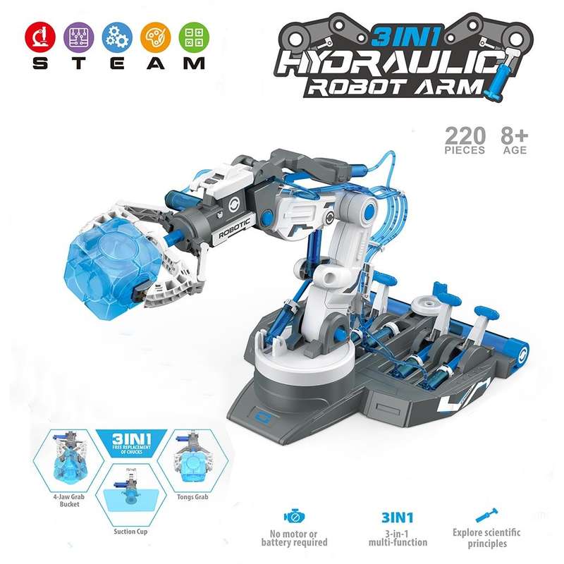 MoFun 101 Hydraulic Robot Arm 3 in 1 Science and Education Assembled Toys(Blue)