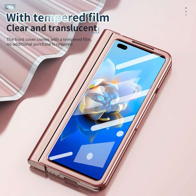 For Huawei Mate X2 Full Body Electroplating Hinge Phone Case with Stylus(Pink)