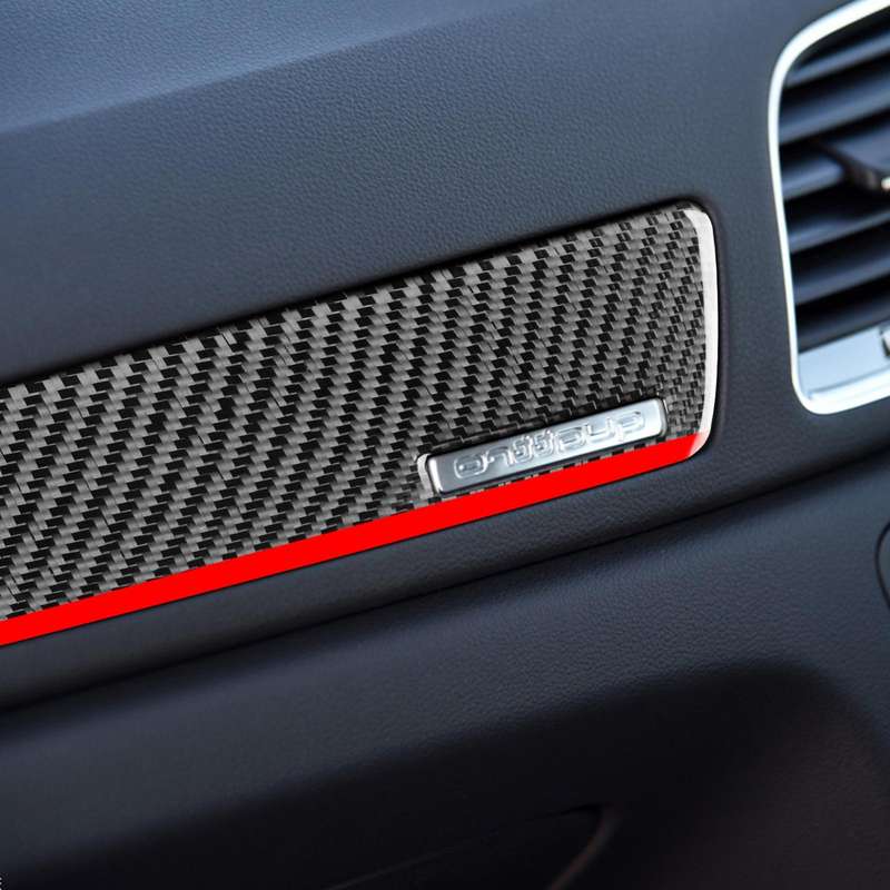 Carbon Fiber Car Co-pilot Trim Red Edge with Hole Decorative Sticker for Audi Q3 2013-2018,Right ...