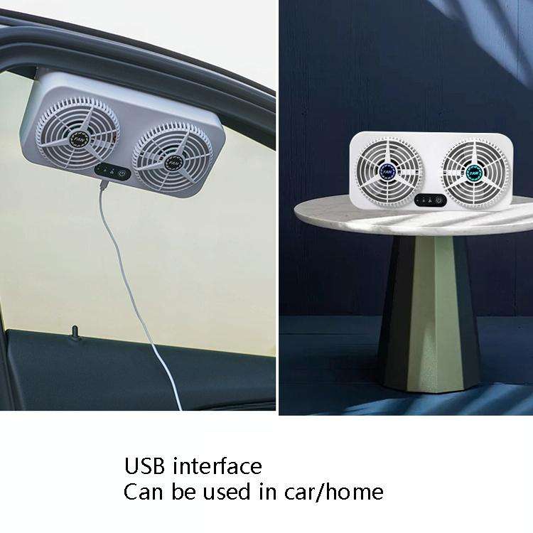 USB Interface Car Cooling Device Car Exhaust Air Circulation Exhaust Fan Car Changing Fan(White)
