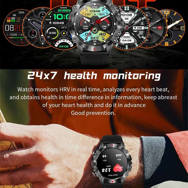 K10 1.39 inch IP67 Waterproof Smart Watch, Support Heart Rate / Sleep Monitoring(Black Silver)