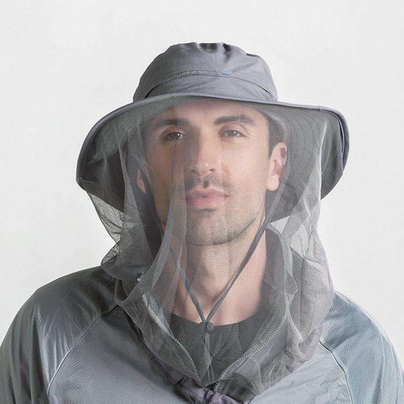 Summer Outdoor Sports Anti-mosquito Net Sun Hat Fisherman Hat, Size:L(Black)