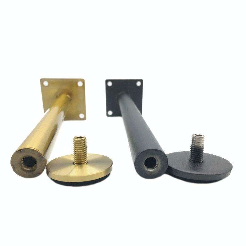 LH-TJ003 Adjustable Stainless Steel Round Tube Furniture Legs, Height: 10cm(Brushed Gold)