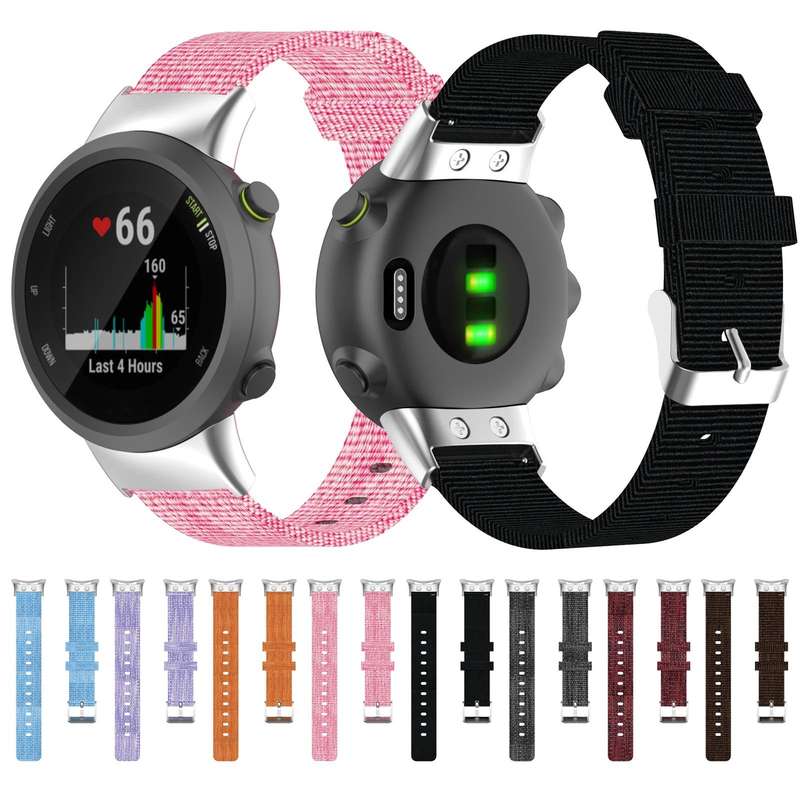 For Garmin Forerunner 45 / 45S / Swim 2 Universal Nylon Canvas Watch Band(Black)