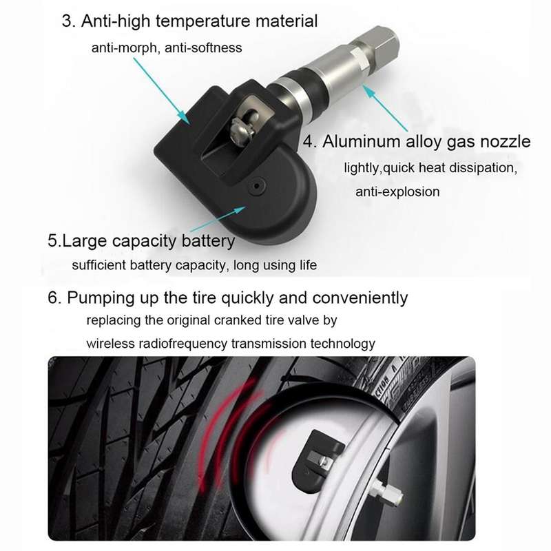 VC601 TPMS 4 Built-in Sensors Tire Pressure Monitoring Alarming System Diagnostic-tool with Bluet...