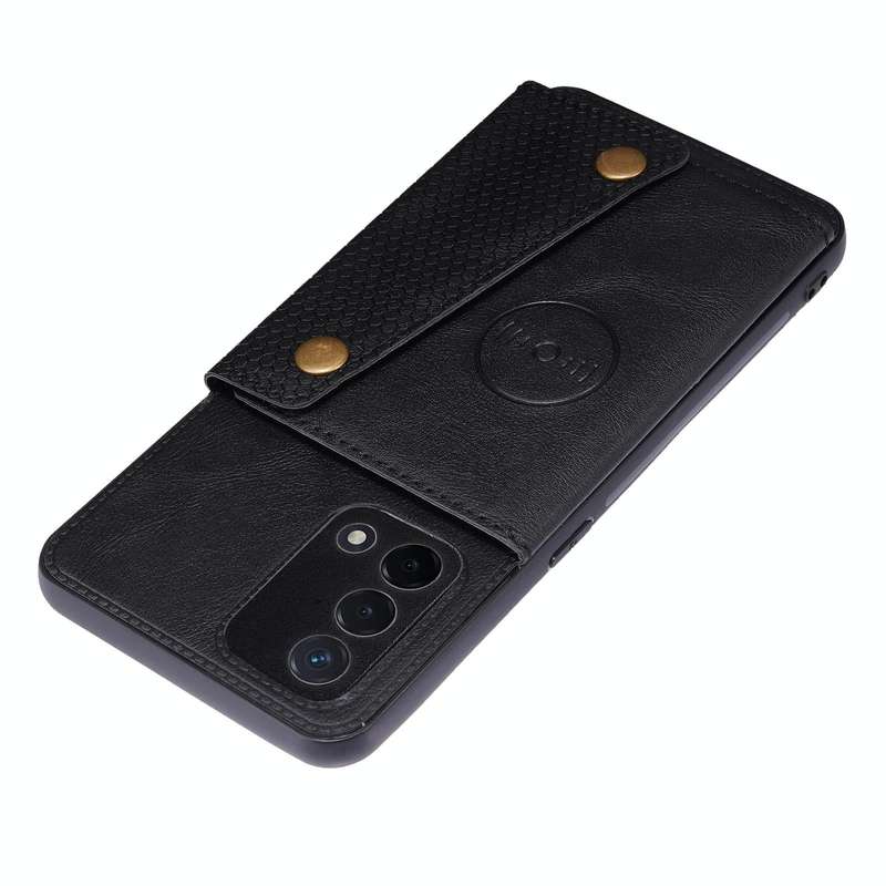 For OPPO A74 4G Double Buckle PU + TPU Shockproof Magnetic Protective Case with Card Slot & Holde...