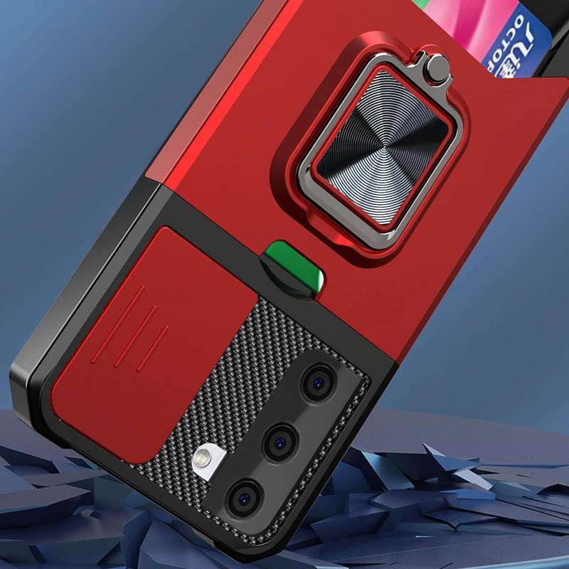 For Samsung Galaxy S21 Sliding Camera Cover Design PC + TPU Shockproof Case with Ring Holder & Ca...