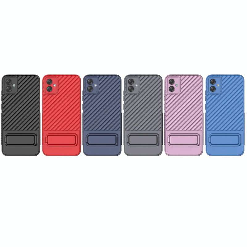 For Samsung Galaxy A04e 4G Wavy Texture TPU Phone Case with Lens Film(Purple)