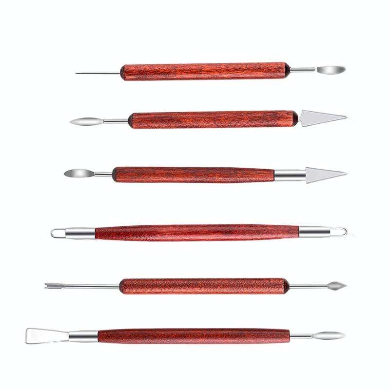 6 PCS/Set Double-head Radium Silk Knife Ceramic Clay Carving Tool