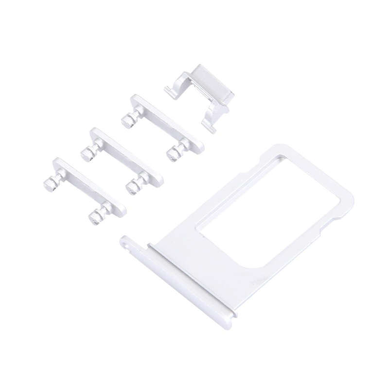 Card Tray + Volume Control Key + Power Button + Mute Switch Vibrator Key for iPhone 7 Plus(Silver)