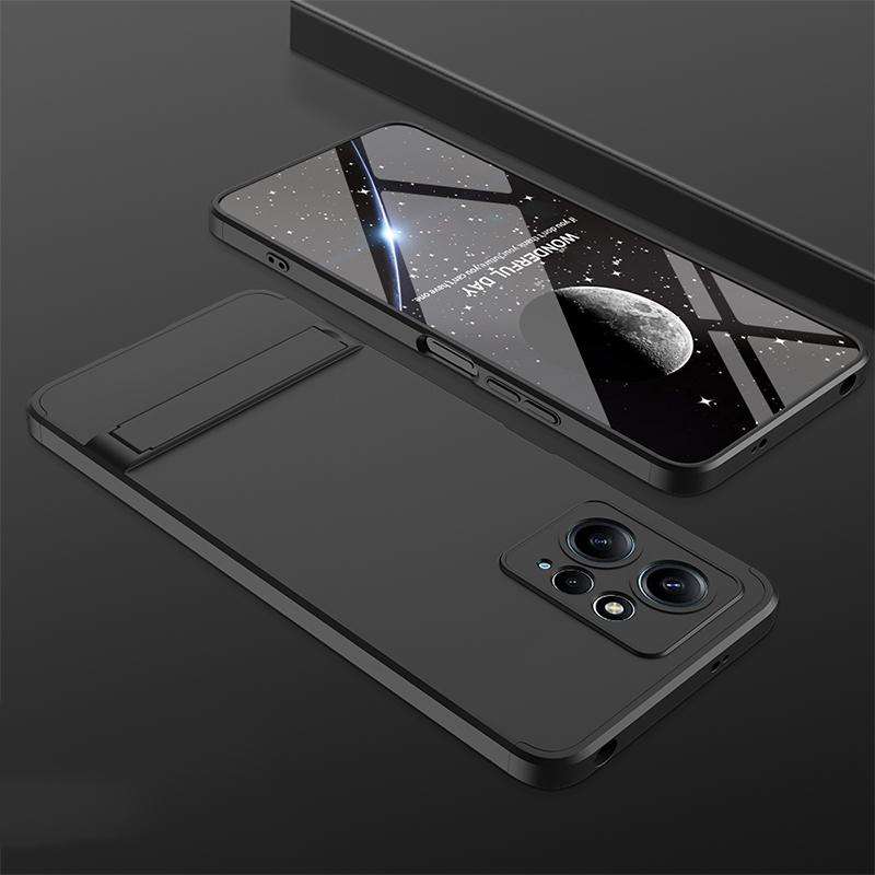For Xiaomi Redmi Note 12 4G GKK Three Stage Splicing Full Coverage PC Phone Case with Stand(Black)