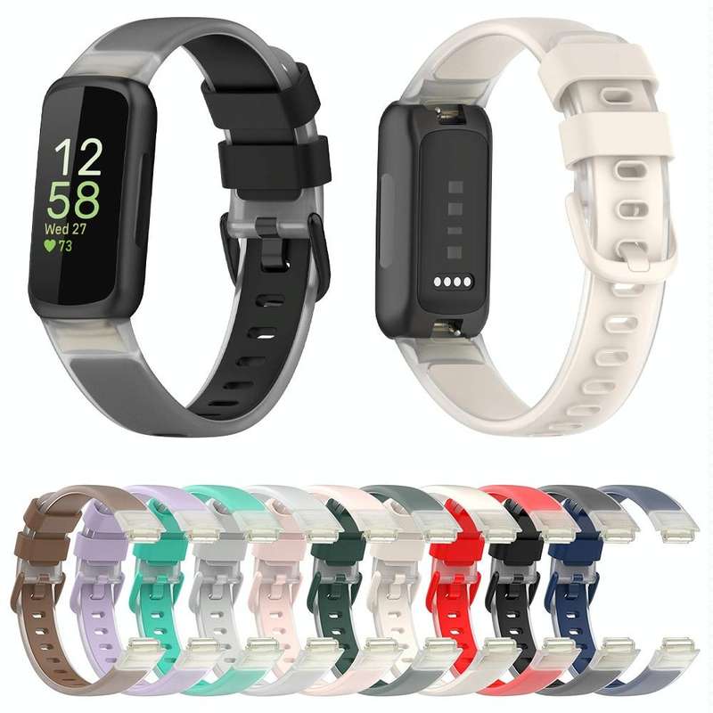 For Fitbit Inspire 3 Two Color Transparent Silicone Watch Band(Starlight Color)