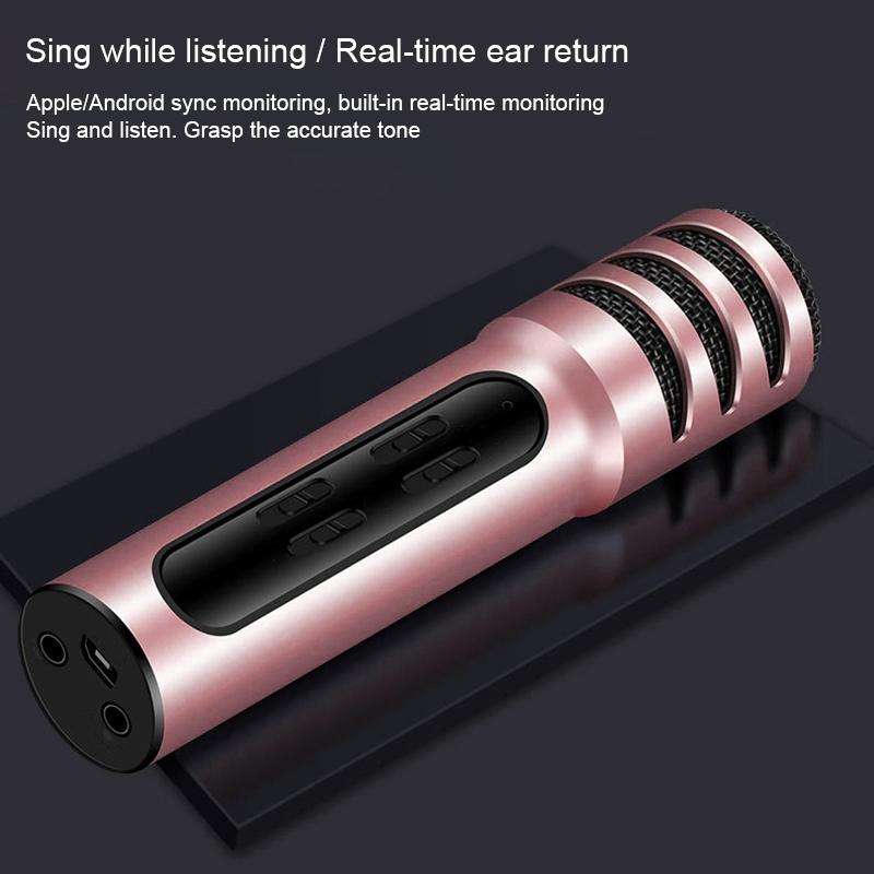 BGN-C7 Condenser Microphone Dual Mobile Phone Karaoke Live Singing Microphone Built-in Sound Card...