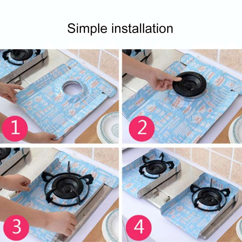 2 PCS Gas Stove Protectors Foil Heat-resistant Anti-Fouling Liner Cleaning Kitchen Tools Mat(Silver)