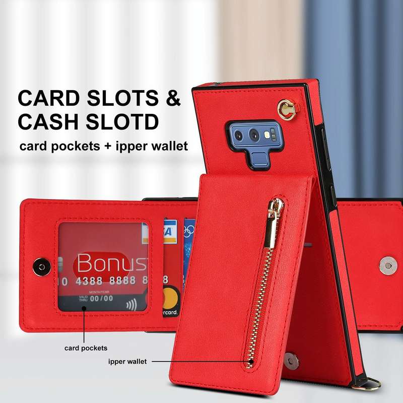 For Samsung Galaxy Note9 Cross-body Zipper Square TPU+PU Back Cover Case with Holder & Card Slots...