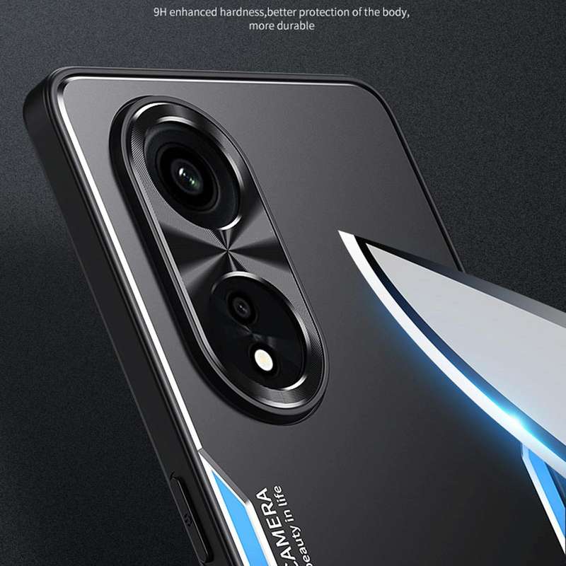 For OPPO A1 Pro / A98 Blade Series TPU + Titanium Alloy Phone Case(Black Red)