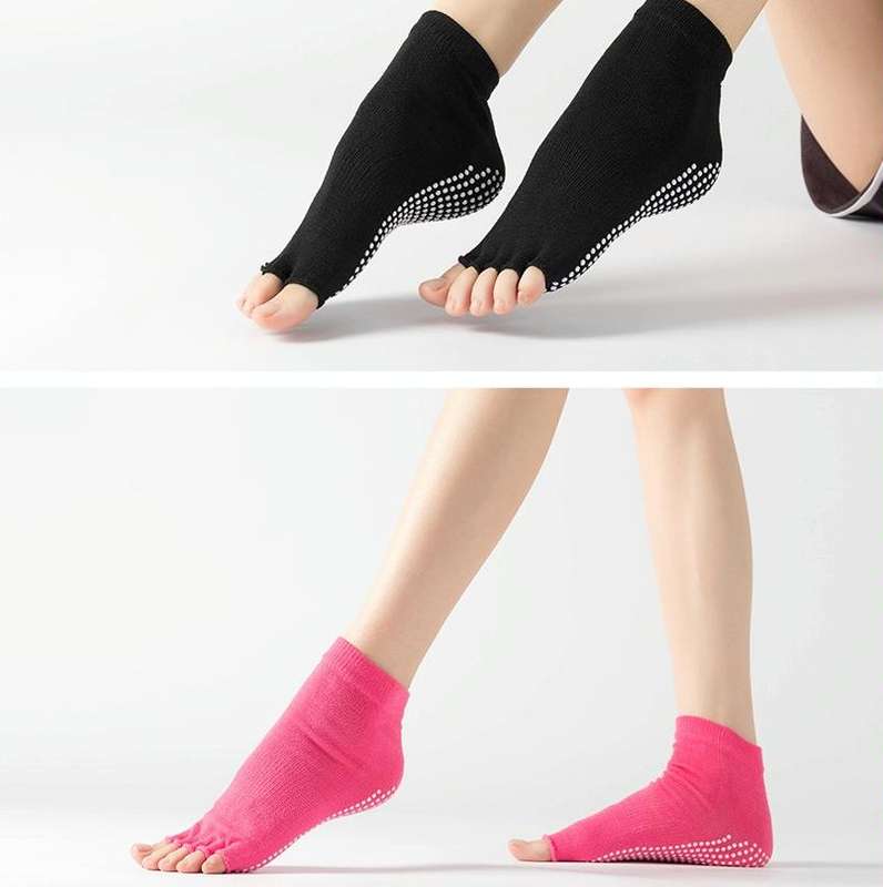 3 Pair Open-Toe Yoga Socks Indoor Sports Non-Slip Five-Finger Dance Socks, Size: One Size(Color L...
