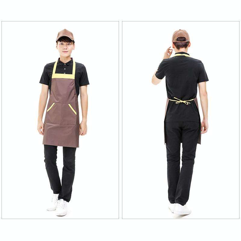 Solid Color Polyester Home Apron Antifouling Simple Adult Apron(Coffee)