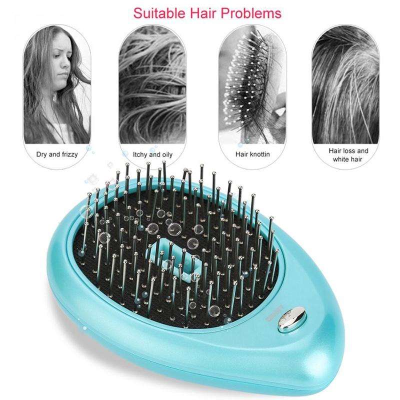 Portable Electric Hair Ionic Brush Hair Straightener Brush Negative Ion Comb Anti-static Massage ...