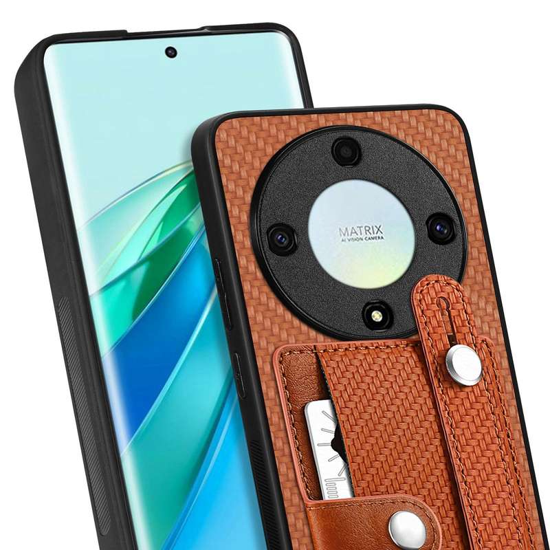 For Honor X9A Wristband Kickstand Card Wallet Back Cover Phone Case with Tool Knife(Green)