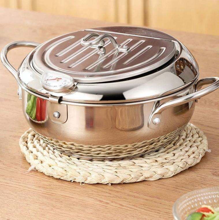201 Stainless Steel Fryer Pot Household Temperature-controlled Multifunctional Thickening Pot, Si...