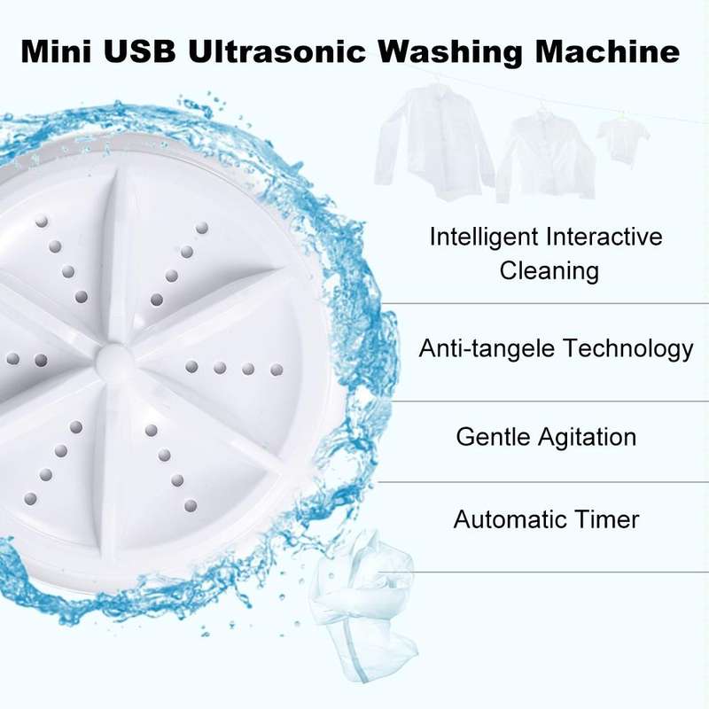 2 in 1 Portable Mini Washing Machine Ultrasonic Turbine Clothes Mini Washer with USB Cable Conven...