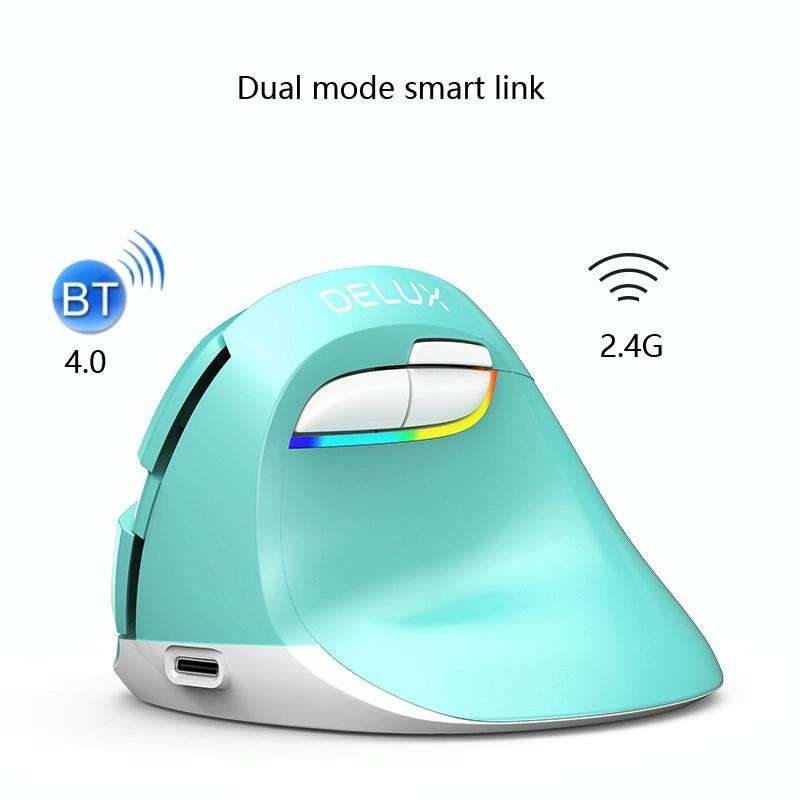 DELUX M618Mini Colorful Wireless Luminous Vertical Mouse Bluetooth Rechargeable Vertical Mouse(Co...