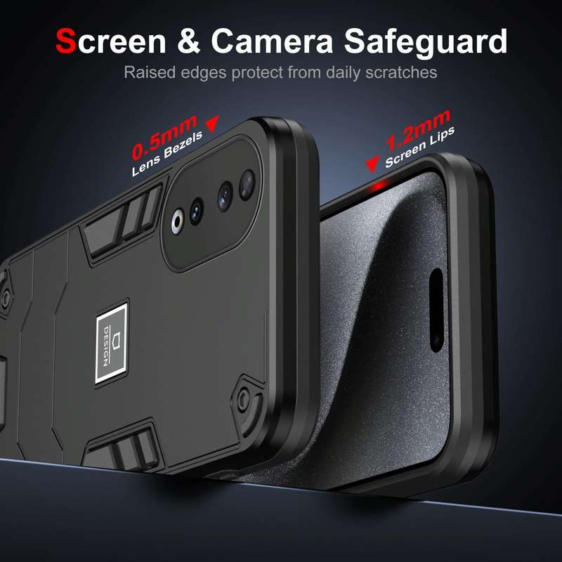 For Honor 90 2 in 1 Shockproof Phone Case(Black)