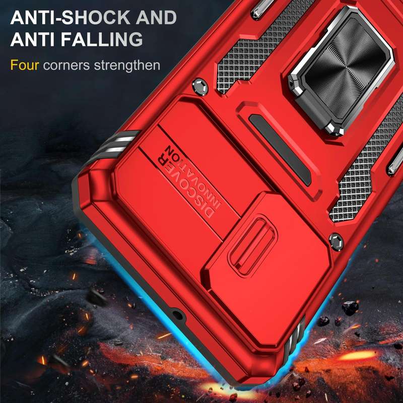 For Samsung Galaxy A32 5G Armor PC + TPU Camera Shield Phone Case(Red)