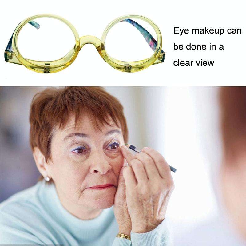 Makeup Magnifying Glass Presbyopic Glasses Flip Swivel Reading Glasses, Degree: +350(Wine Red)