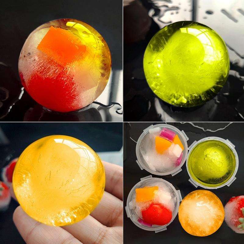 12 PCS Whiskey Ice Ball Mold Silicone PP Round Ice Tray Random Color Delivery, Style:Detachable C...