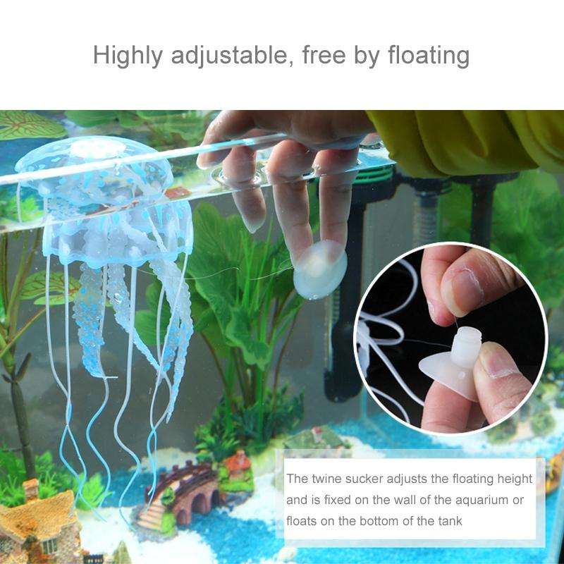 3 PCS Aquarium Articles Decoration Silicone Simulation Fluorescent Sucker Jellyfish, Size: 10*23c...