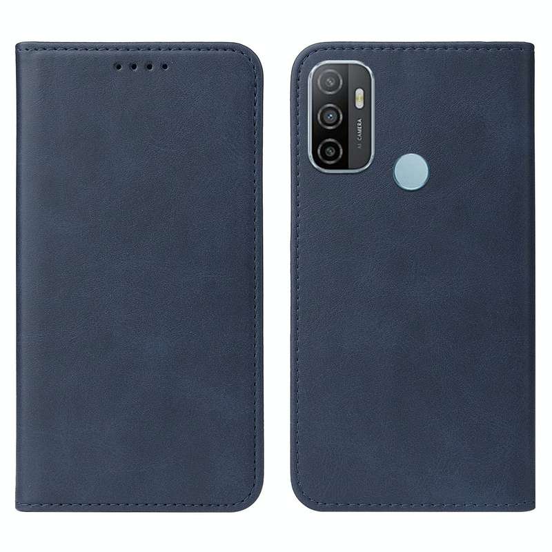 For OPPO A53s Magnetic Closure Leather Phone Case(Blue)