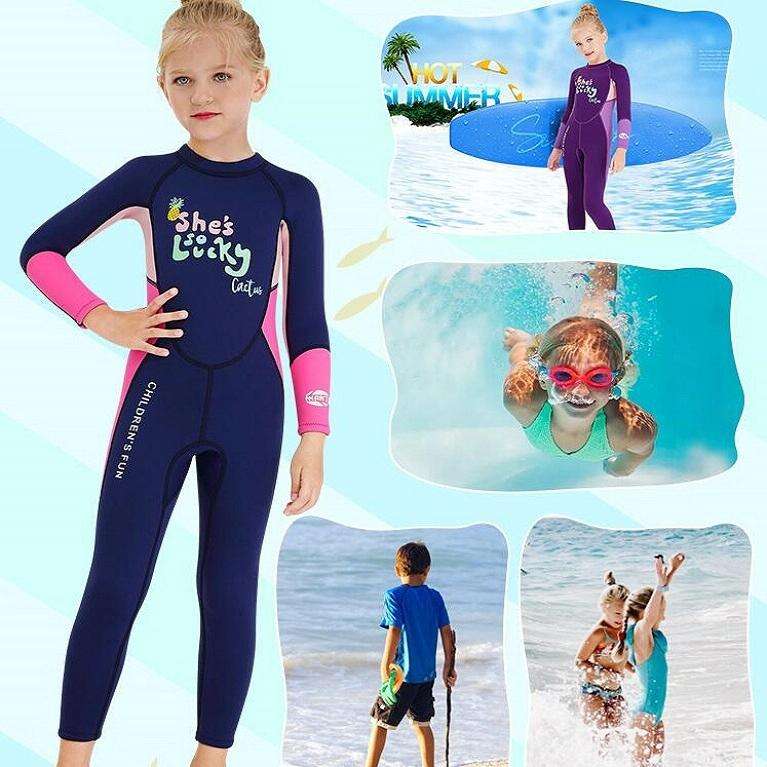 DIVE&SAIL Children Warm Swimsuit One-piece Wetsuit Long Sleeve Cold-proof Snorkeling Surfing Suit...